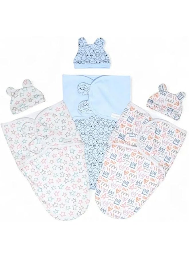 Baby Blanket, Swaddle Blanket 0-3 months, Newborn Essentials, Infant Sleep Sack Wrap, 100% Breathable Cotton, Baby Boy Girl, Adjustable 3 Pack